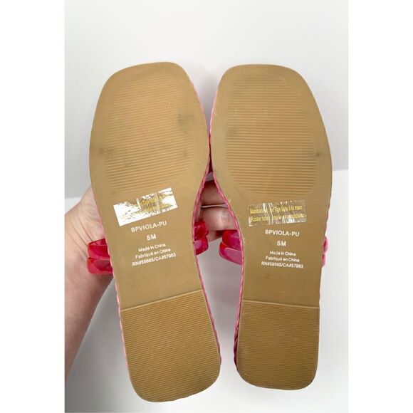 Nordstrom Sandals Size 5 BP Viola Barbie Pink Braided Square Toe Flat Slides - Picture 8 of 8